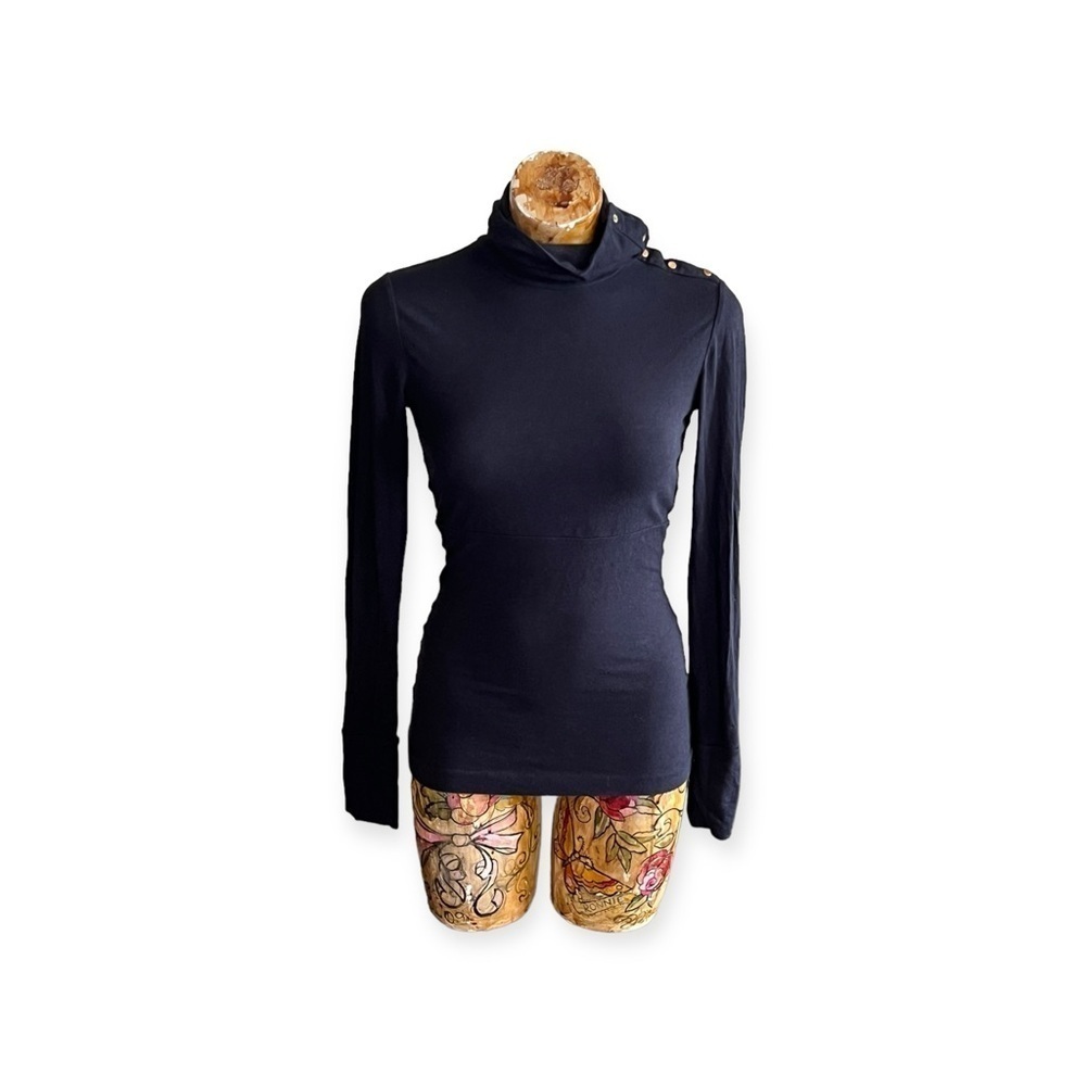 Diane Von Furstenberg turtleneck top sweater black gold button details small